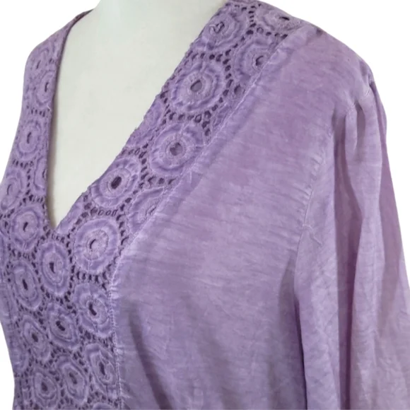 Saga Silk Blend Embroidered Asymmetrical Dress V-neck - Picture 8 of 11